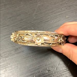 Native American sterling silver flower cuff
